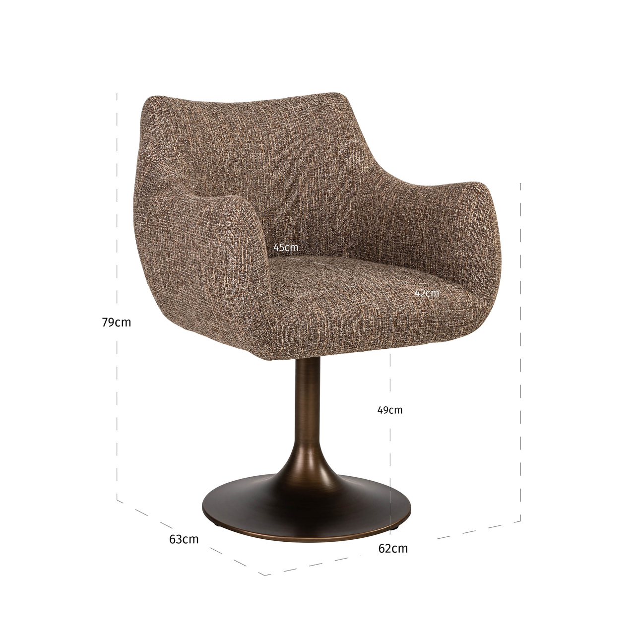 Esszimmerstuhl Aldo brown tweed swivel – Bild 10