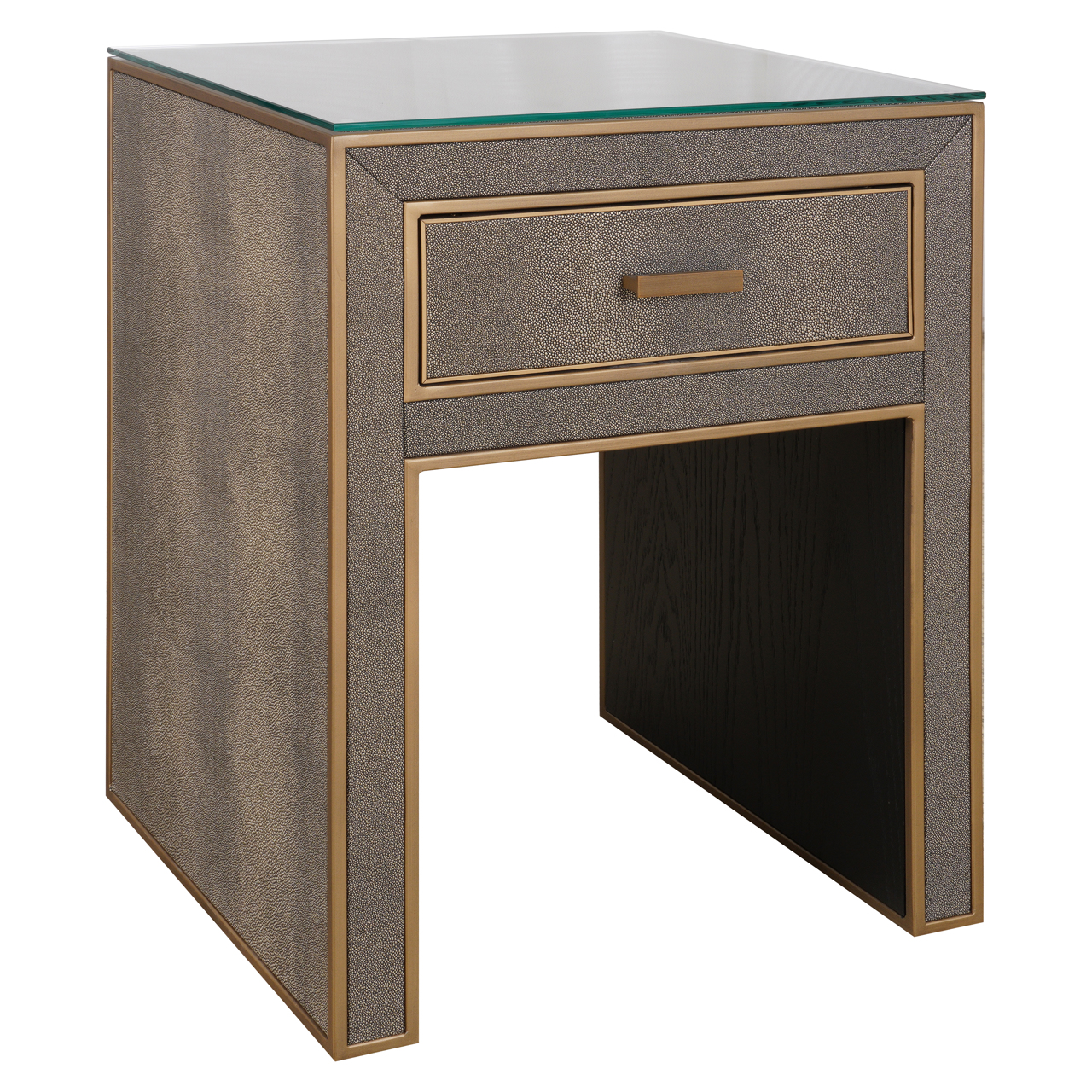 Nachttisch Bloomville brass shagreen incl. glass top