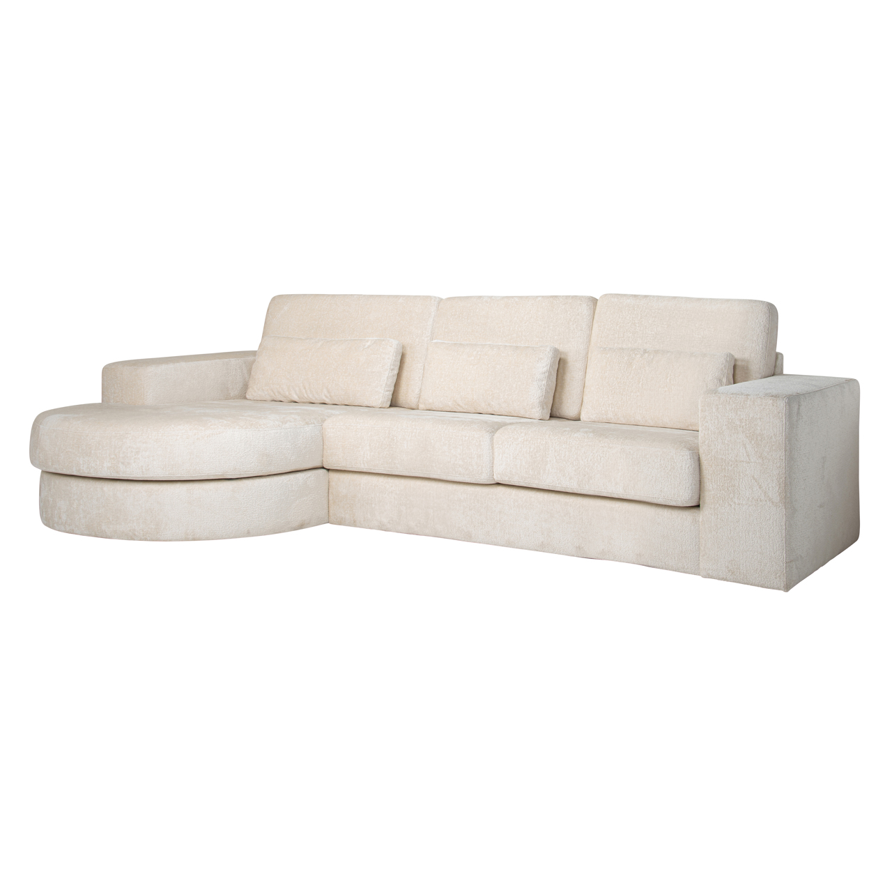 Sofa Felix white chenille 2,5-seater + lounge round left