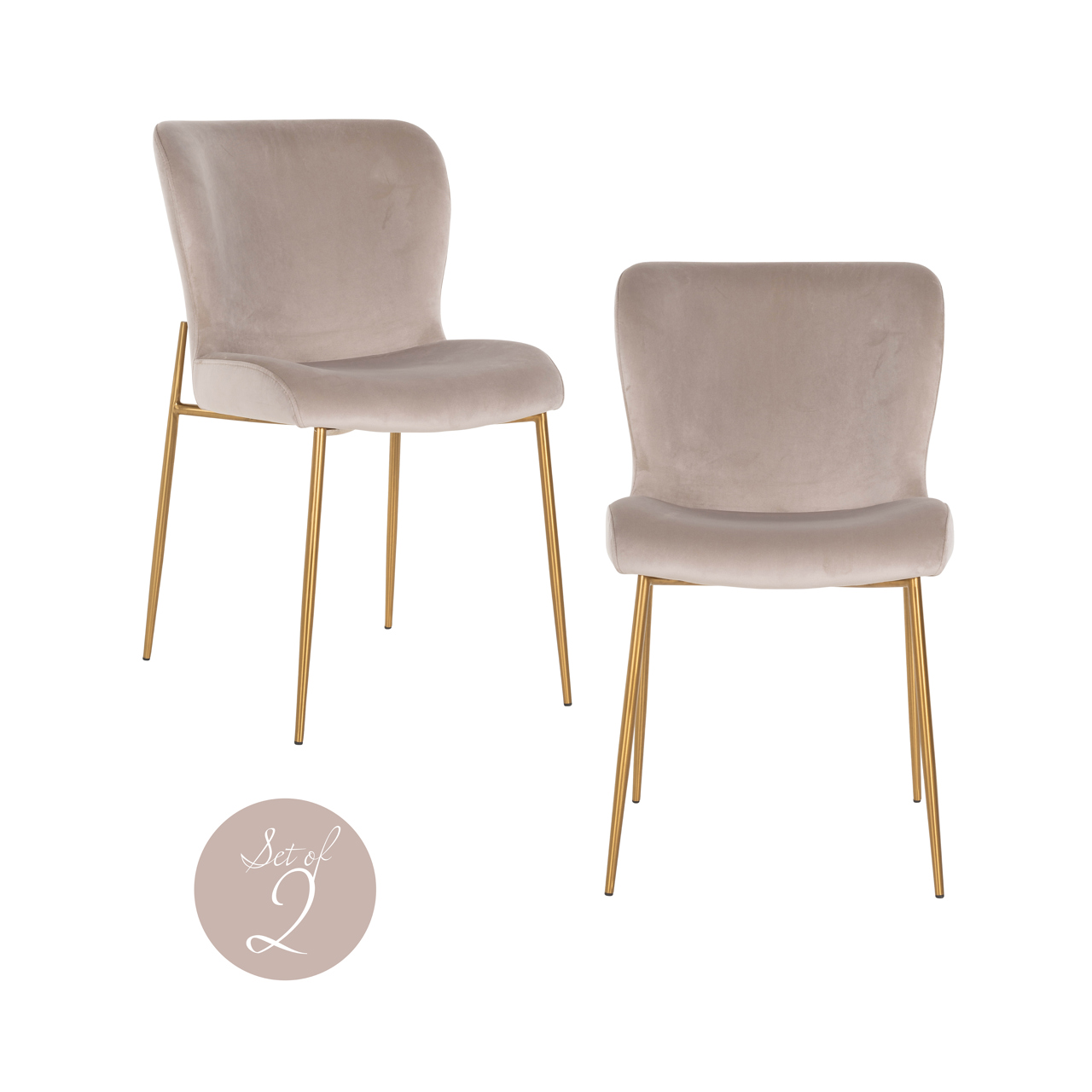 Esszimmerstuhl Odessa khaki velvet fire retardant (Set of 2)