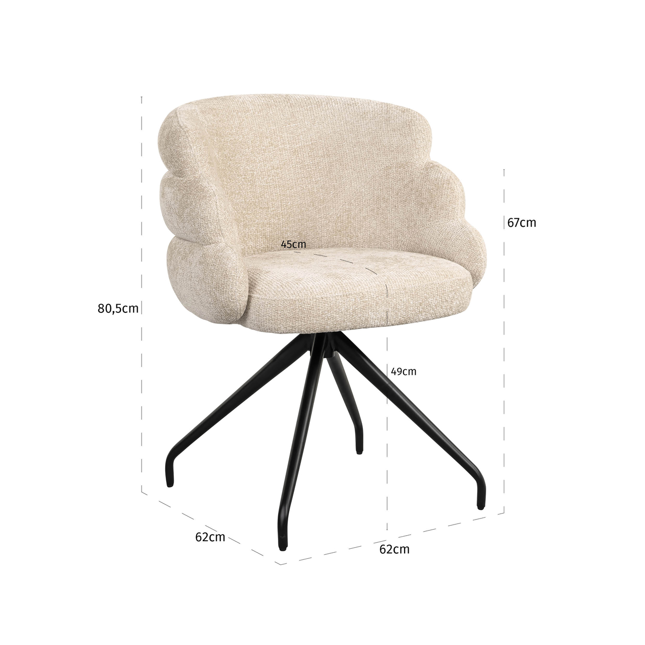 Esszimmerstuhl Kayla cream unicorn swivel – Bild 9