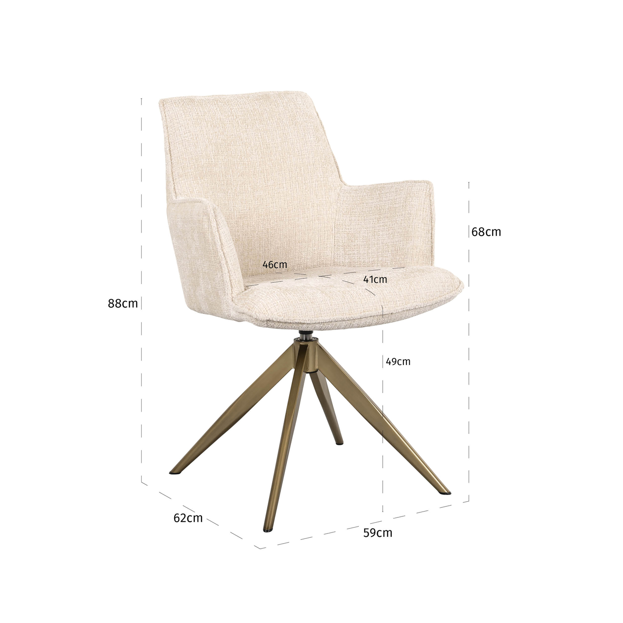 Esszimmerstuhl Dakota niagara beige swivel with arm – Bild 8