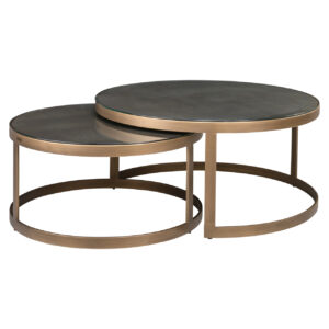 Couchtisch Bloomville brass shagreen incl. glass tops (Set of 2)