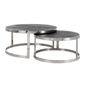 Couchtisch Blackbone Silver black rustic (Set of 2)