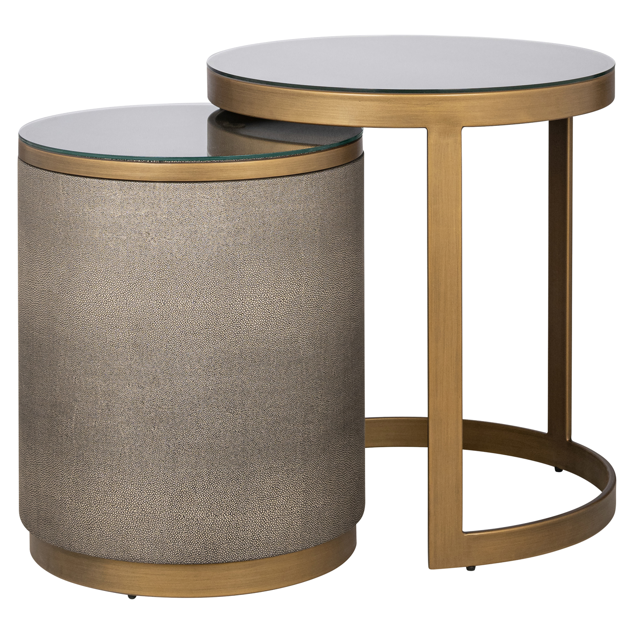 Beistelltisch Bloomville brass shagreen incl. glass (Set of 2)
