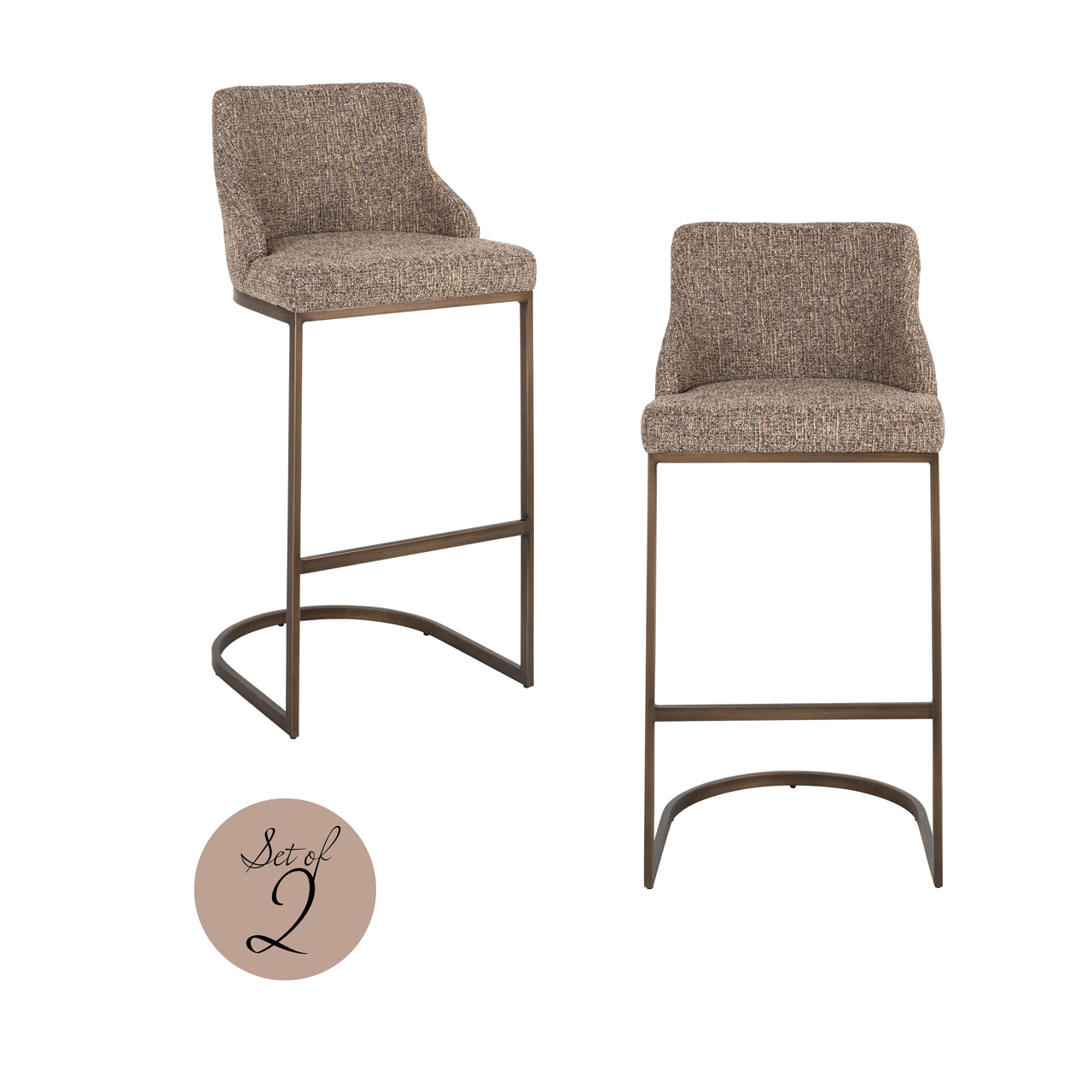 Barhocker Bolton brown tweed (Set of 2)