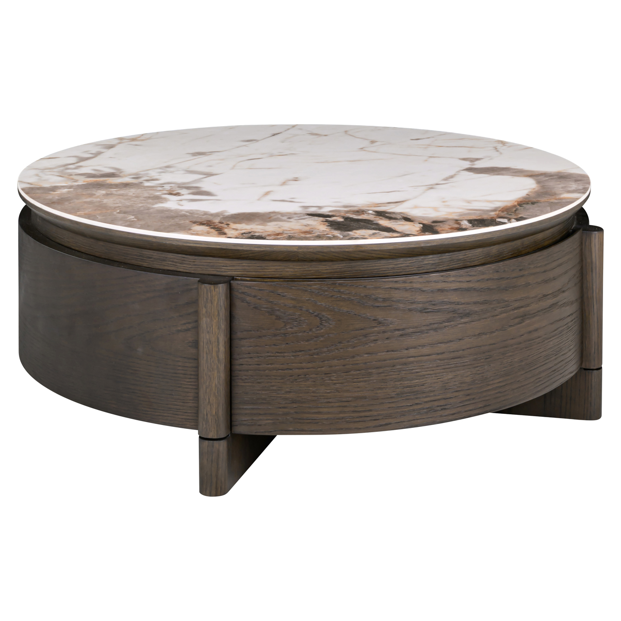 Couchtisch Langford brown 90Ø 1-drawer